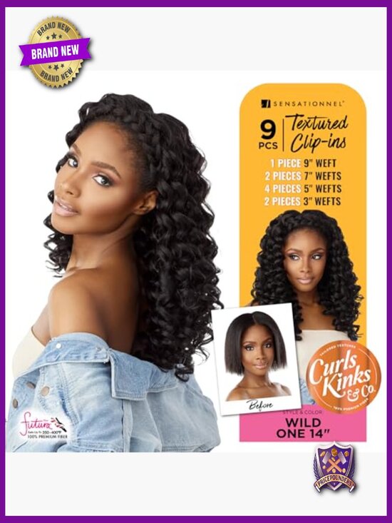 14 inch Clip In Hair Extensions - Textured Curly for 3c-4c Natural Hair, 9